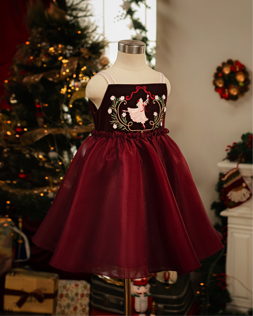 Ballerina Dress in Maroon Poppuri Ballerina Dress in Maroon Poppuri