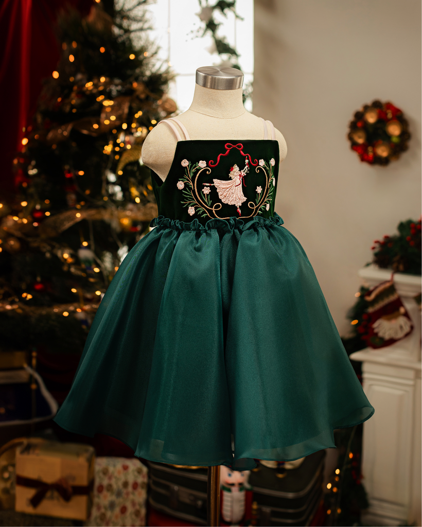 Ballerina Dress in Forest Green Poppuri Ballerina Dress in Forest Green Poppuri