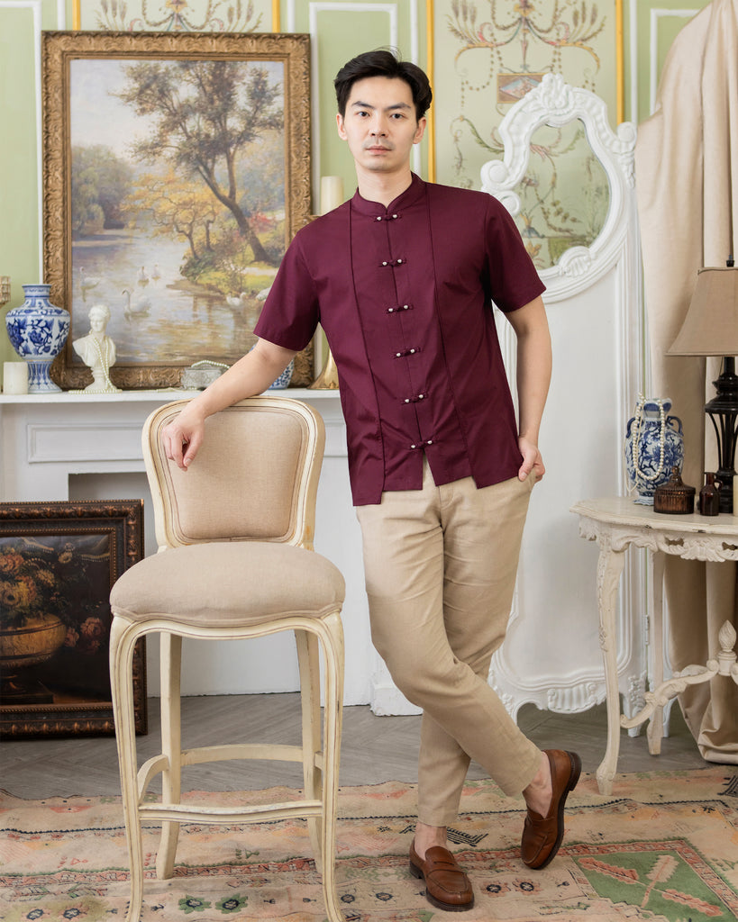 Collin Shirt in Mahogany Red Men