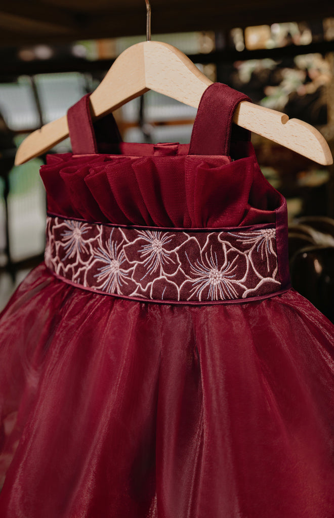 Baby Sienna Dress in Maroon