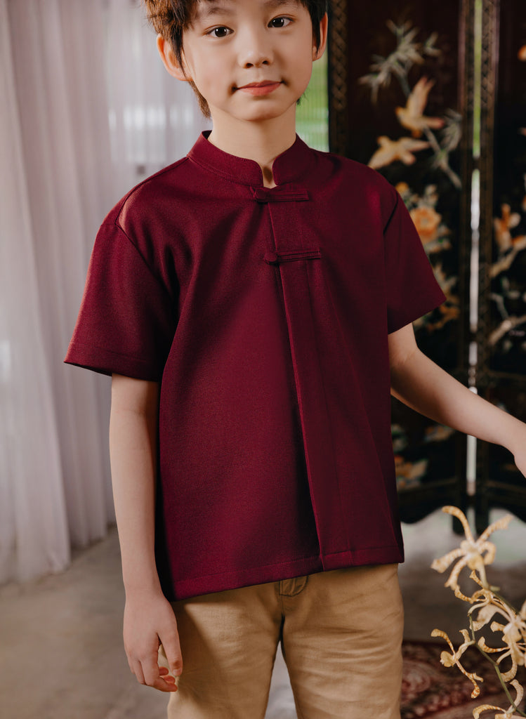 Asher Shirt Boys in Maroon Oak