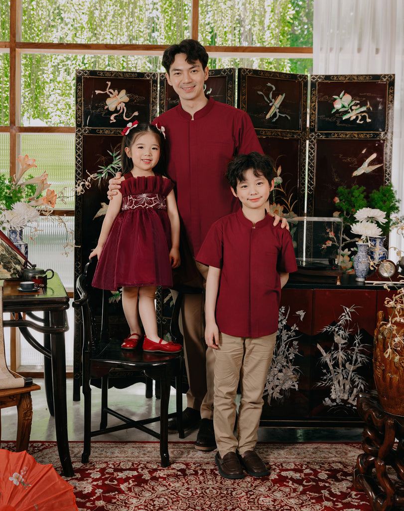 Connor Shirt Boys in Deep Red