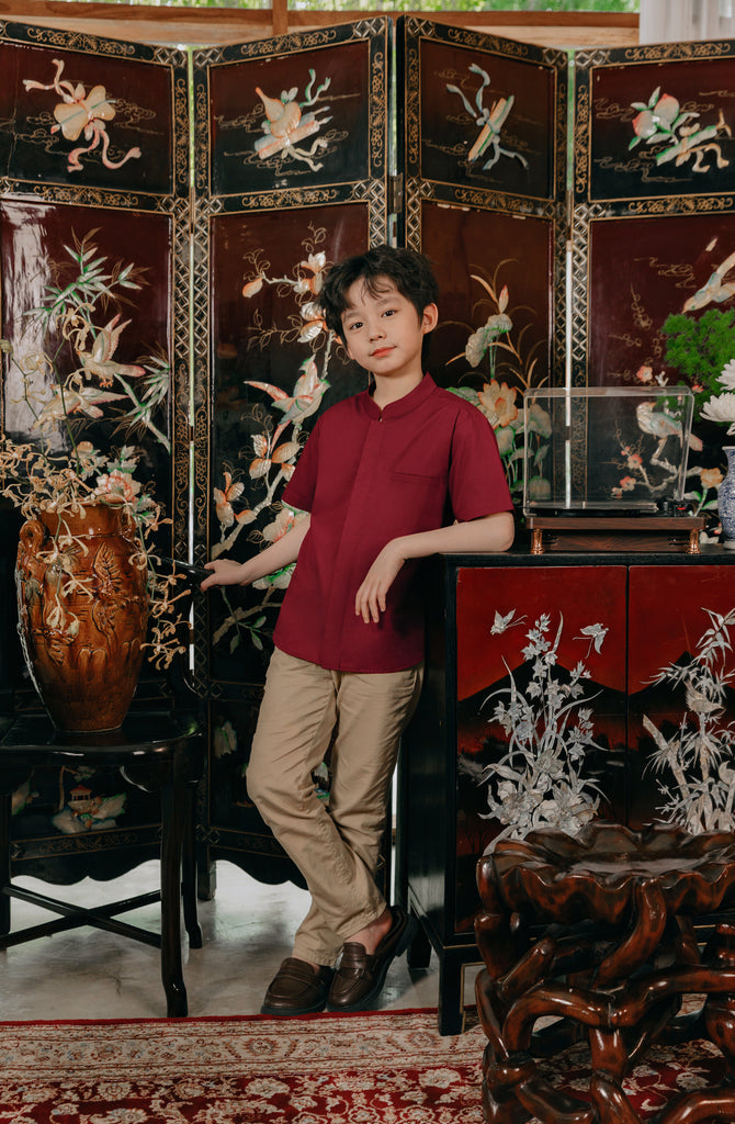 Connor Shirt Boys in Deep Red