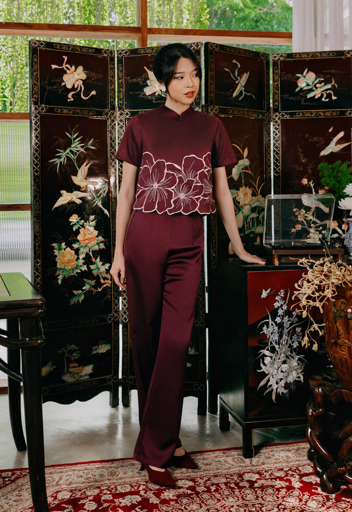 Mila Pants Women in Maroon