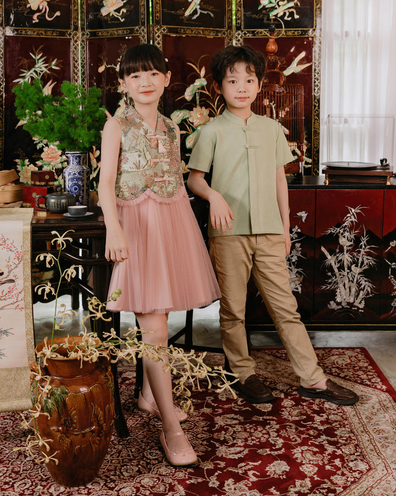 Asher Shirt Boys in Sage Green