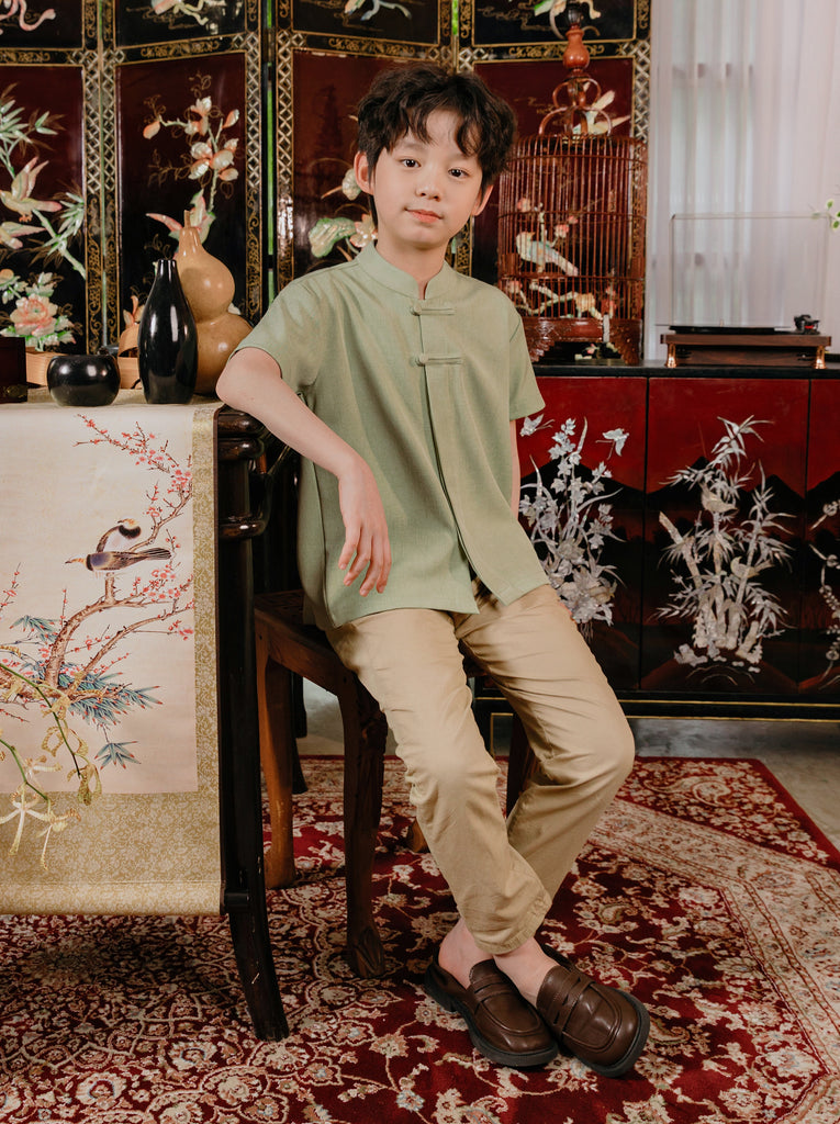 Asher Shirt Boys in Sage Green