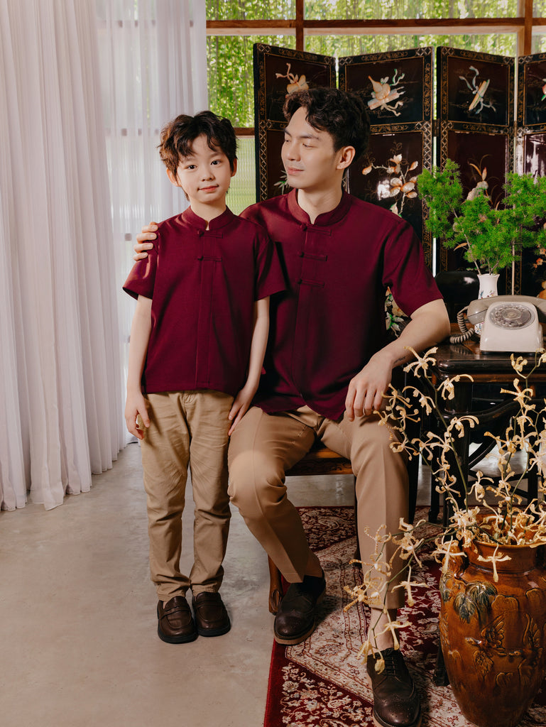 Asher Shirt Boys in Maroon Oak