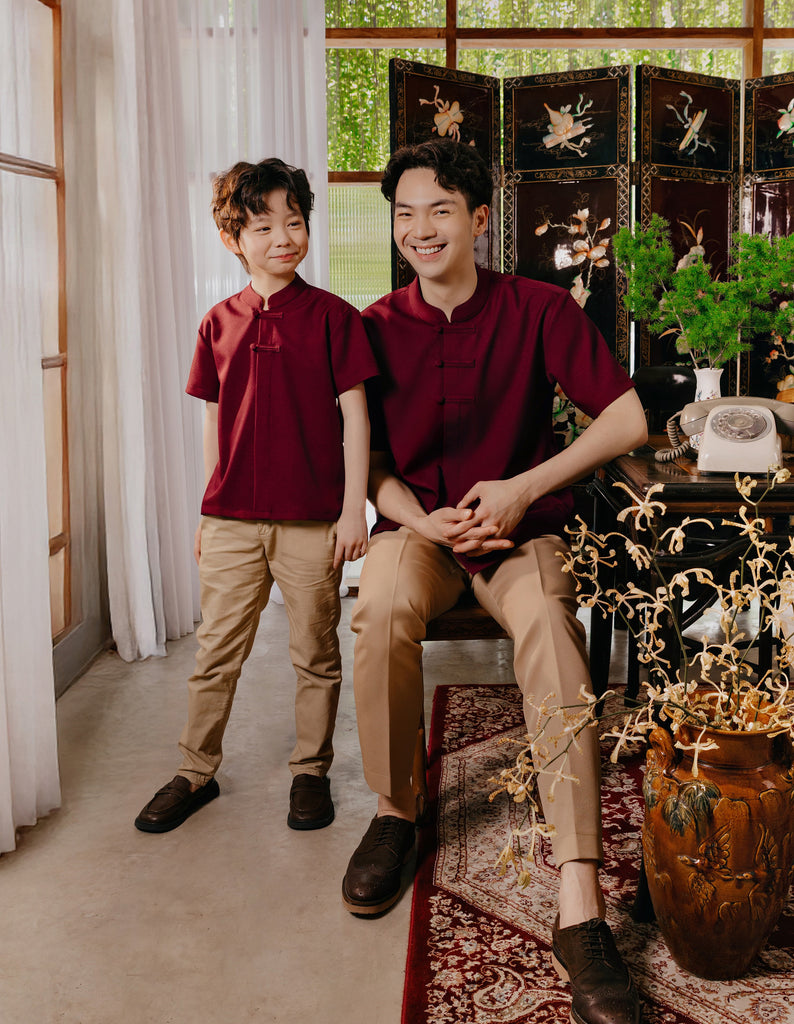 Asher Shirt Men in Maroon Oak