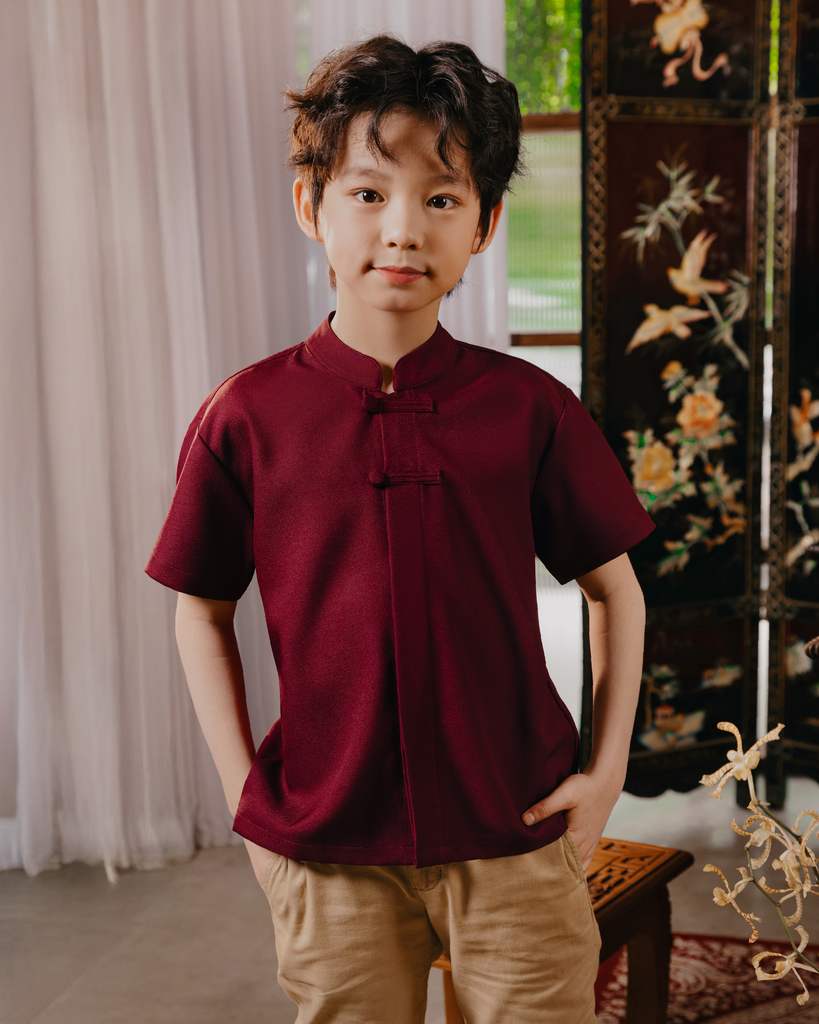 Asher Shirt Boys in Maroon Oak