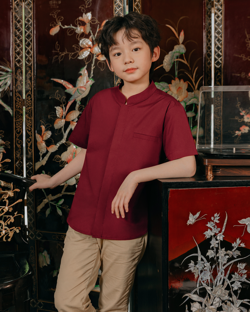Connor Shirt Boys in Deep Red