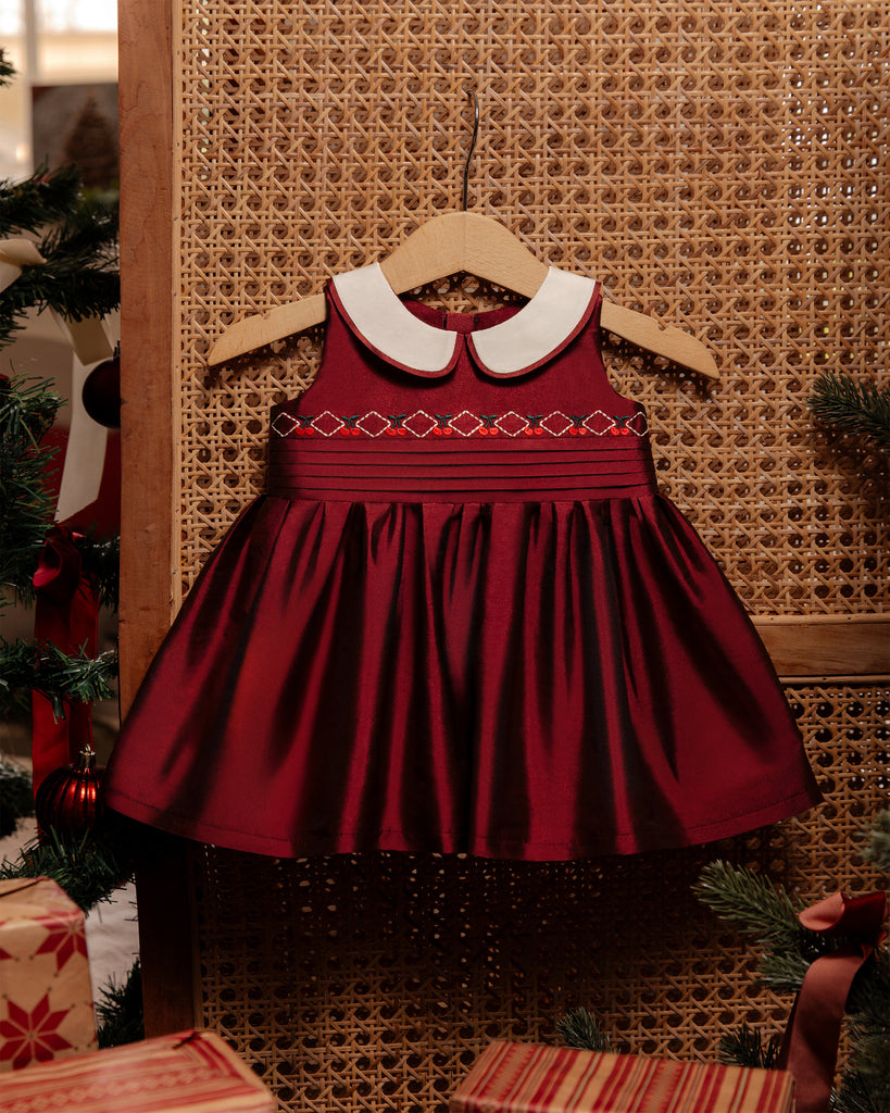 Baby Caroline Dress in Berry Red