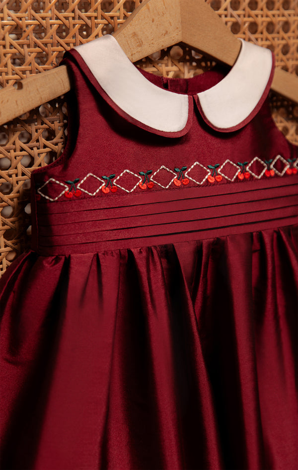 Baby Caroline Dress in Berry Red