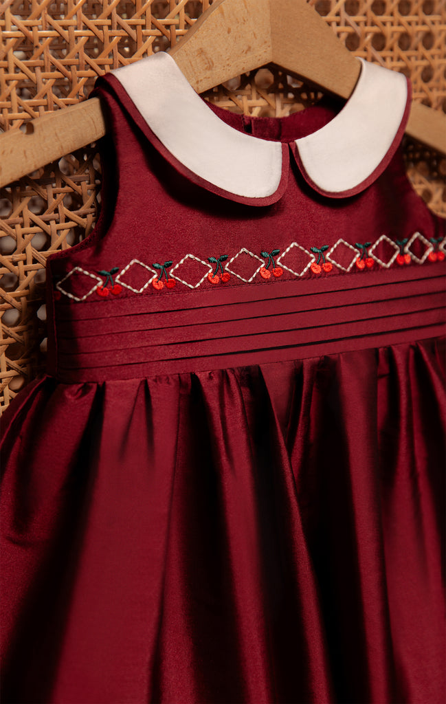 Baby Caroline Dress in Berry Red