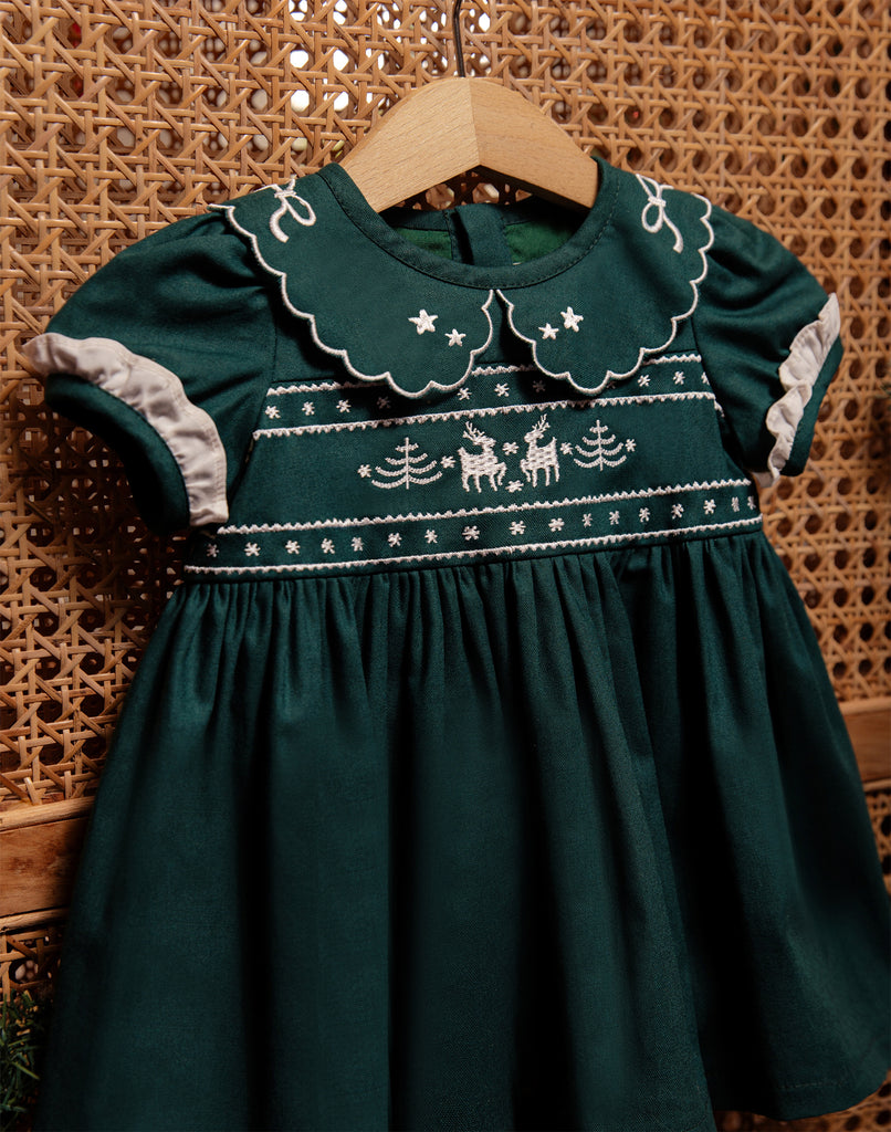 Baby Abigail Dress in Pine Green