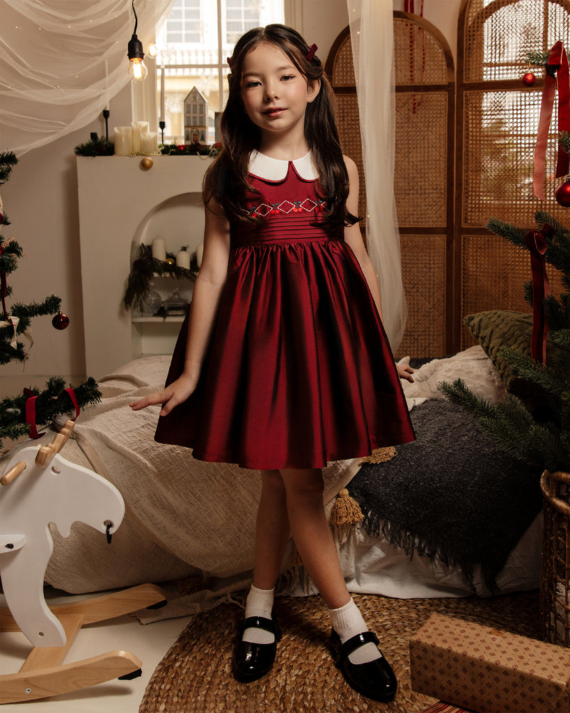 Caroline Dress in Berry Red