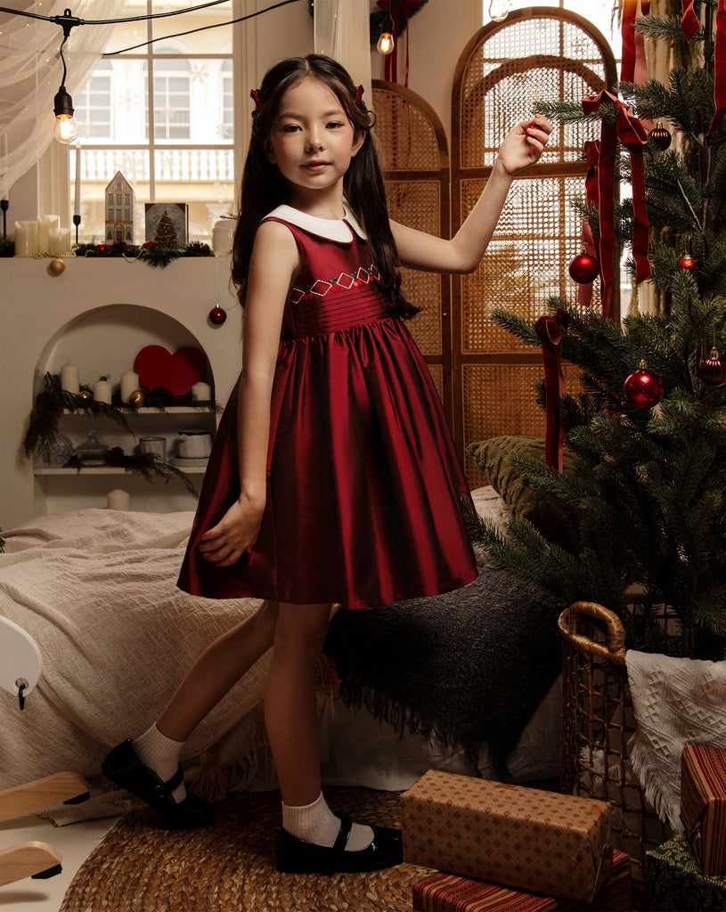 Caroline Dress in Berry Red