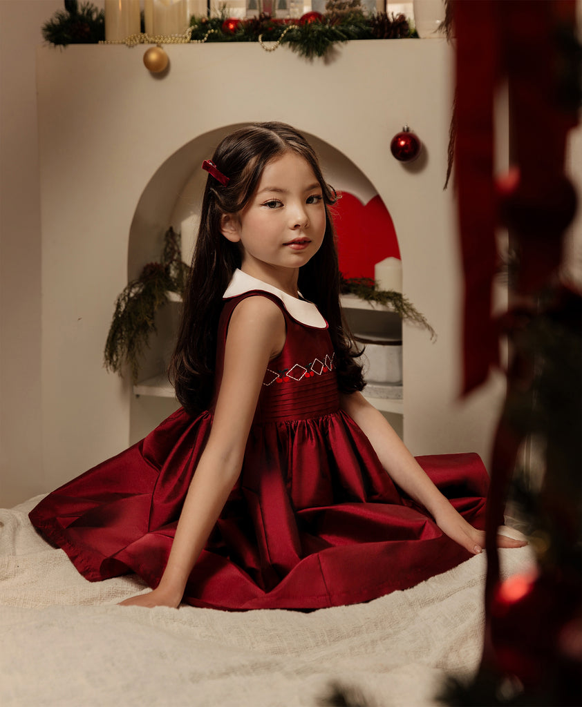 Caroline Dress in Berry Red