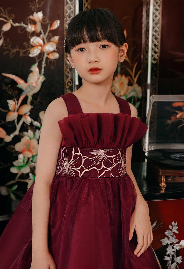 Sienna Dress Girls in Maroon