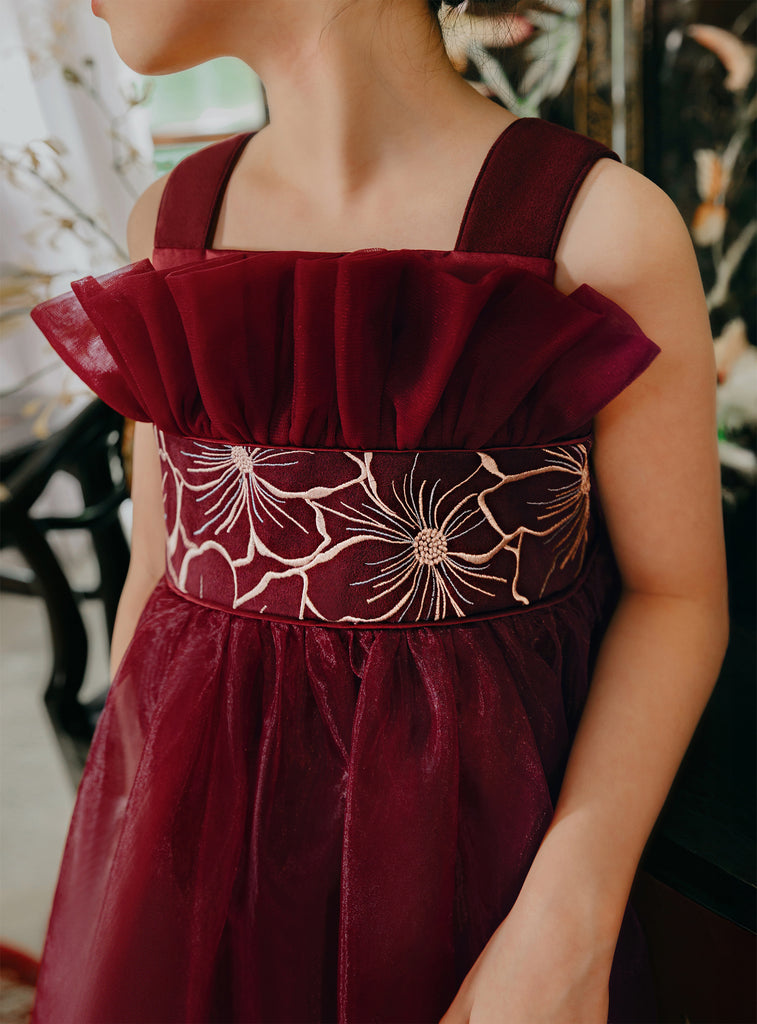 Sienna Dress Girls in Maroon