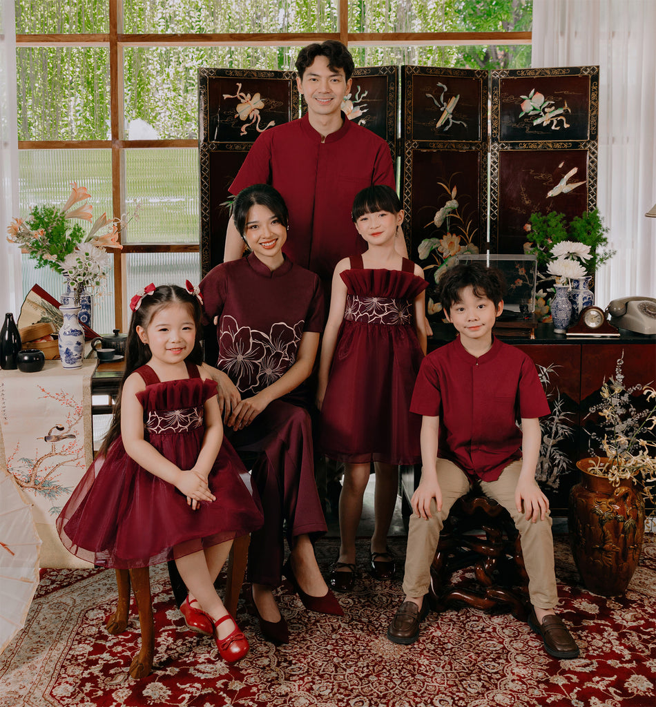 Sienna Dress Girls in Maroon